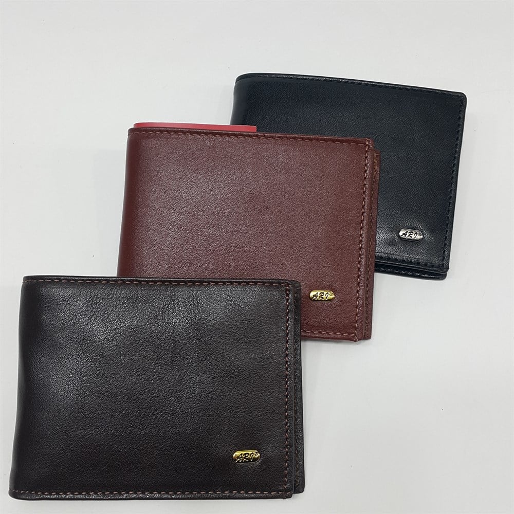 yatay erkek deri cüzdan bozuk para gözlü