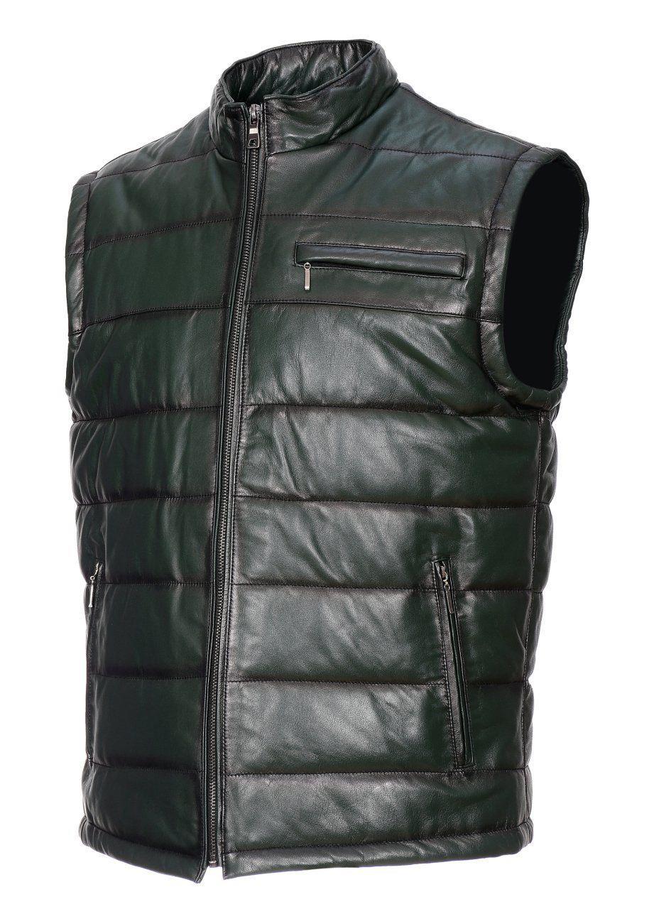 Yeşil Renk Şişme Deri Yelek