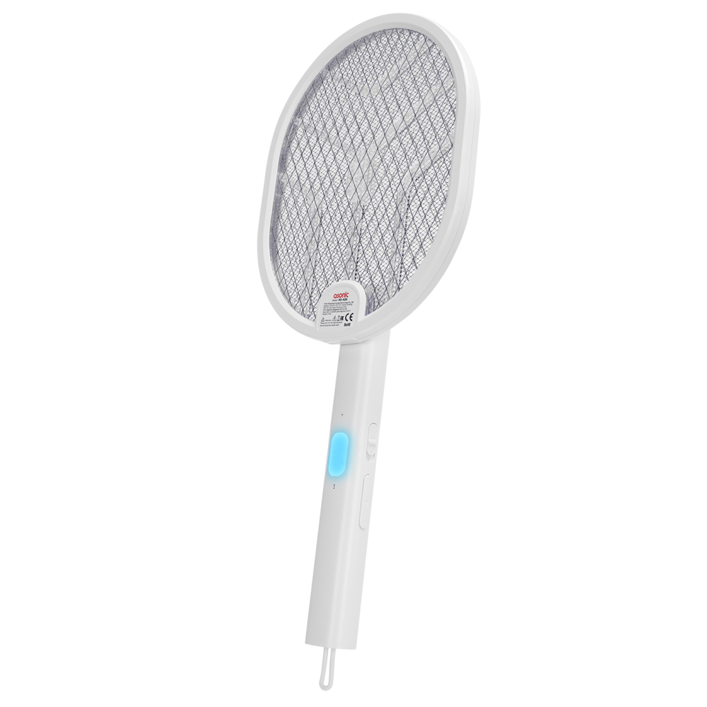 ASONIC AS-A26, Beyaz, 3000V, Raket Tipi, UV Mor Işıklı, 1200mAh, Bataryalı, Şarj Edilebilir, Katlanabilir, Sinek Öldürücü