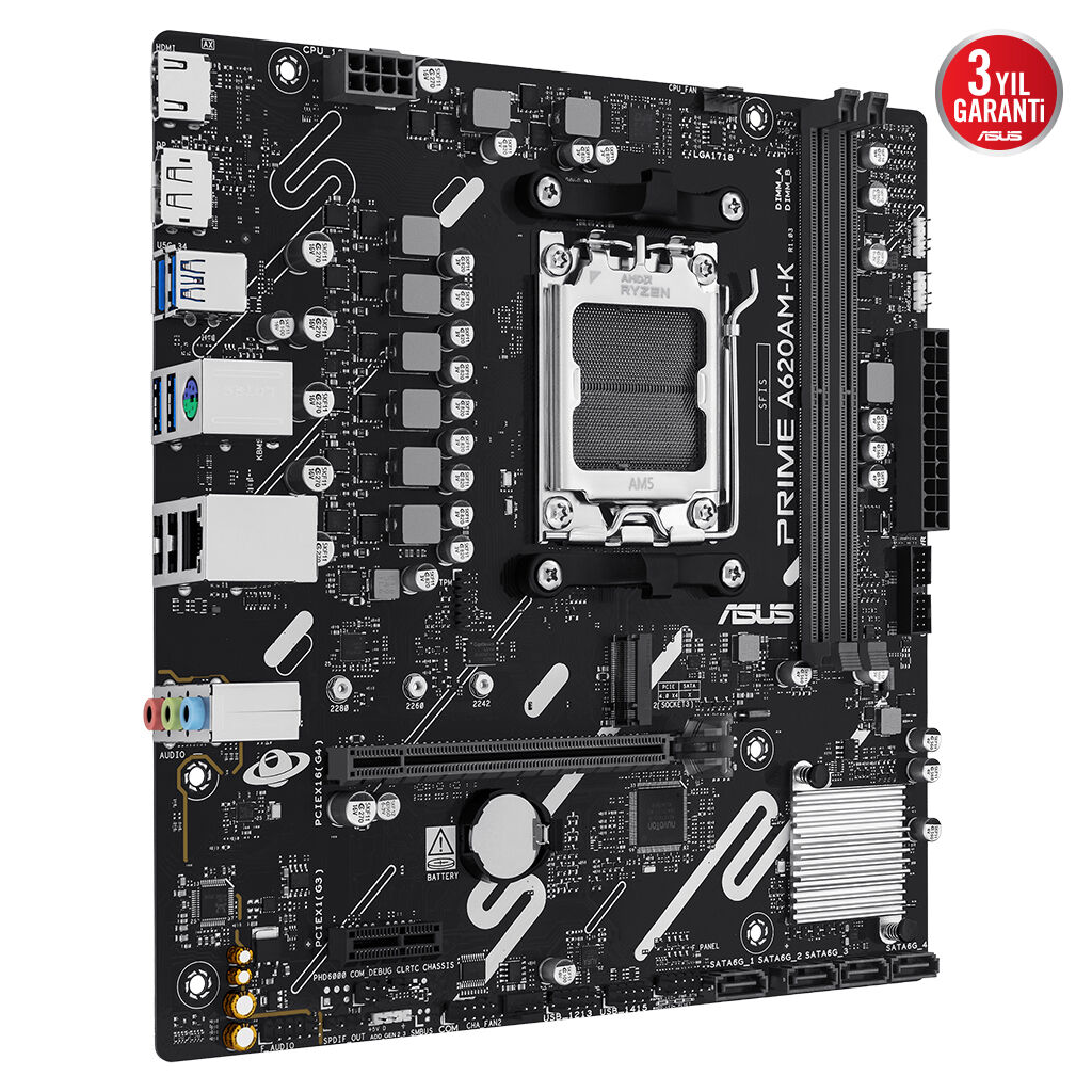 ASUS PRIME A620AM-K, 2xDDR5, 1x M.2, DP, HDMI, AM5 Soket Anakart