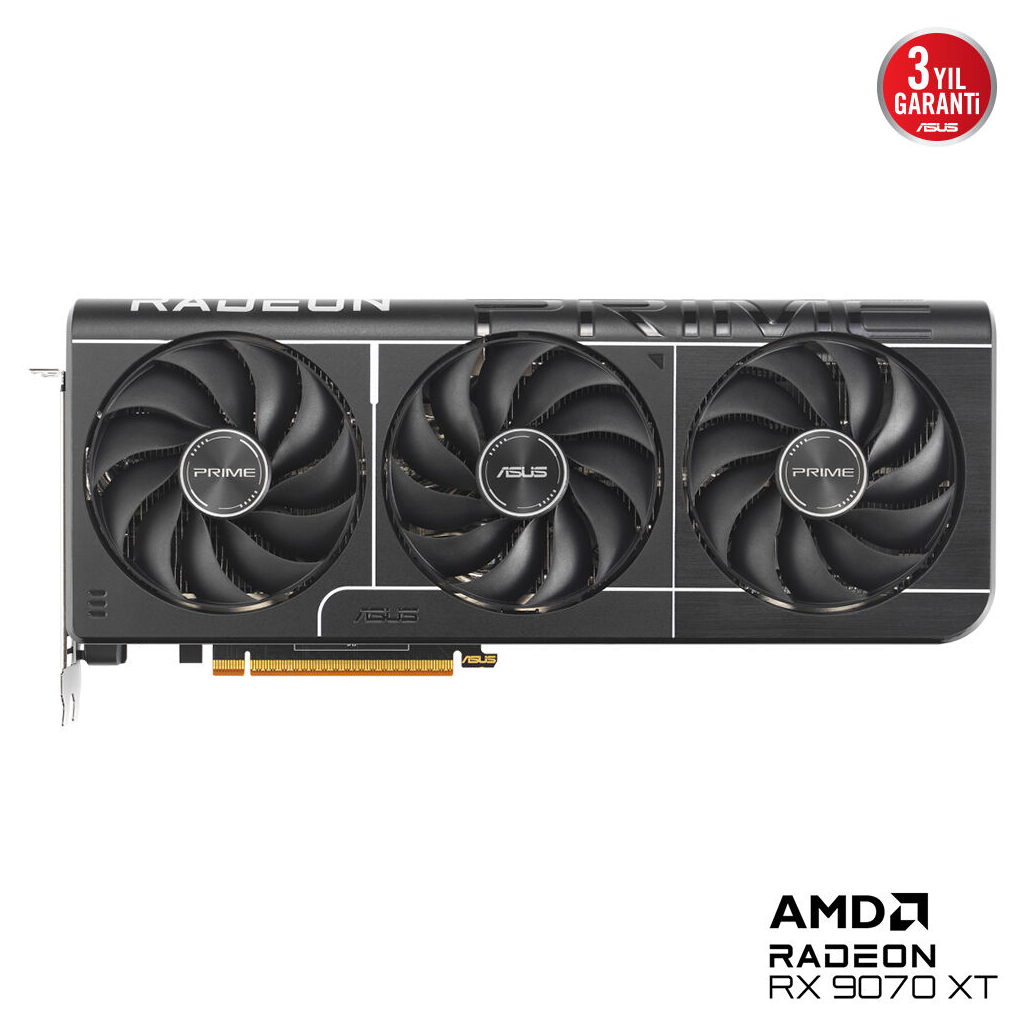 ASUS PRIME-RX9070XT-O16G, 16Gb, 256Bit, GDDR6, 1xHDMI, 3xDP, GAMING Ekran Kartı