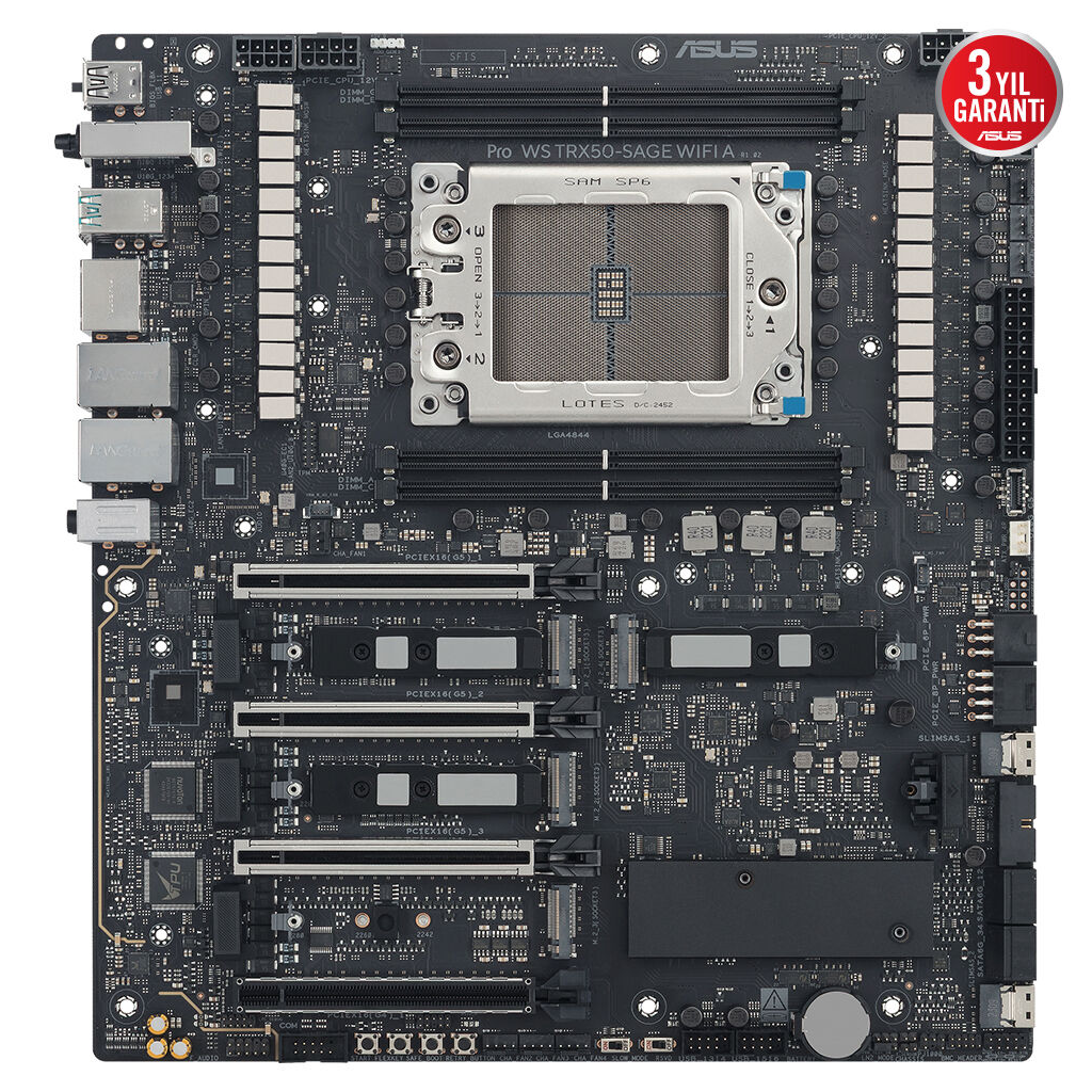 ASUS PRO WS TRX50-SAGE WIFI A, 4xDDR5, 4xM.2, HDMI, DP, Type-C, Wi-Fi 7, Bluetooth v5.4, TR5 Soket, CEB İş İstasyonu Anakart