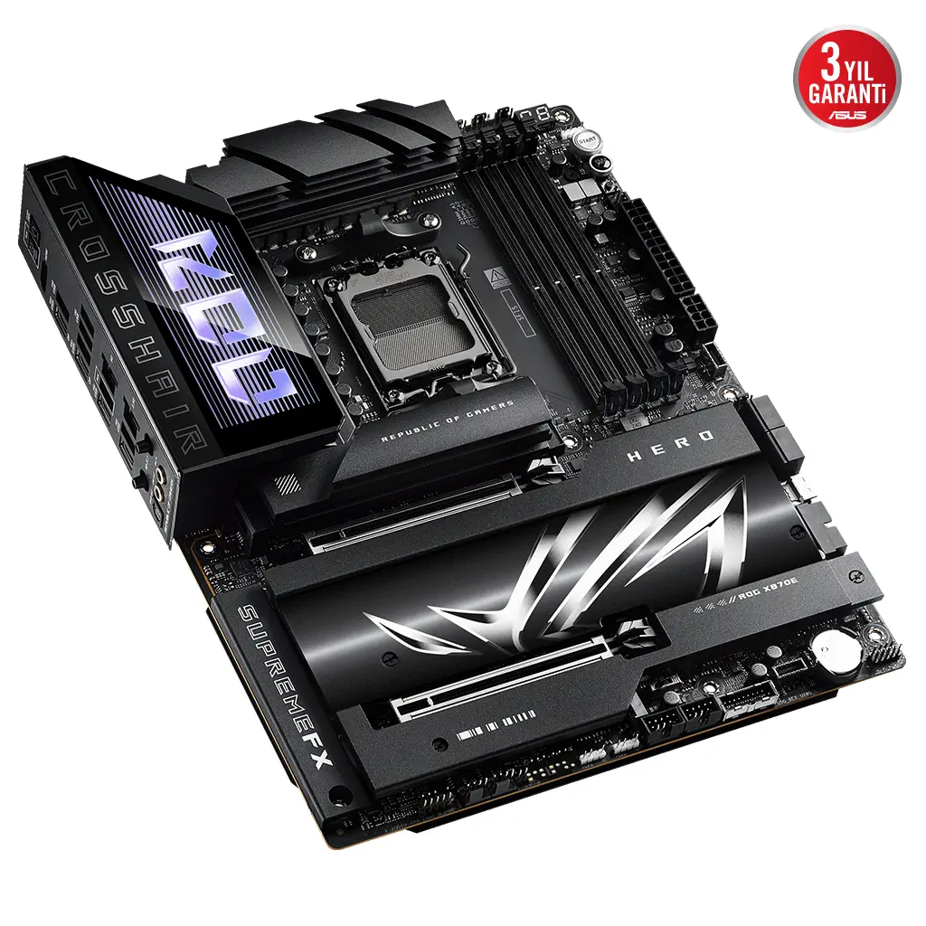 ASUS ROG CROSSHAIR X870E HERO, 4xDDR5, 5xM.2, HDMI, DP, Type-C, PCIe 5.0, 2xWi-Fi 7, Bluetooth v5.4, AM5 Soket GAMING Anakart