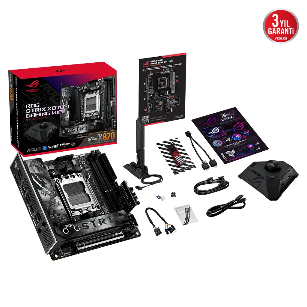 ASUS ROG STRIX X870-I GAMING WIFI, 2xDDR5, 2xM.2, HDMI, DP, Type-C, Wi-Fi 7, Bluetooth v5.4, Mini ITX, AM5 Soket GAMING Anakart