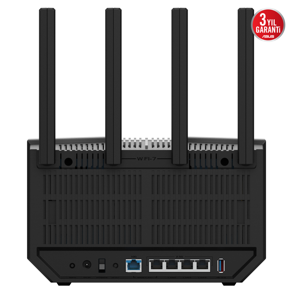 ASUS RT-BE92, BE9700, 4 Port, 9700Mbps, Tri Band, 6GHz WİFİ 7, AiMesh, Gigabit Extendable Router