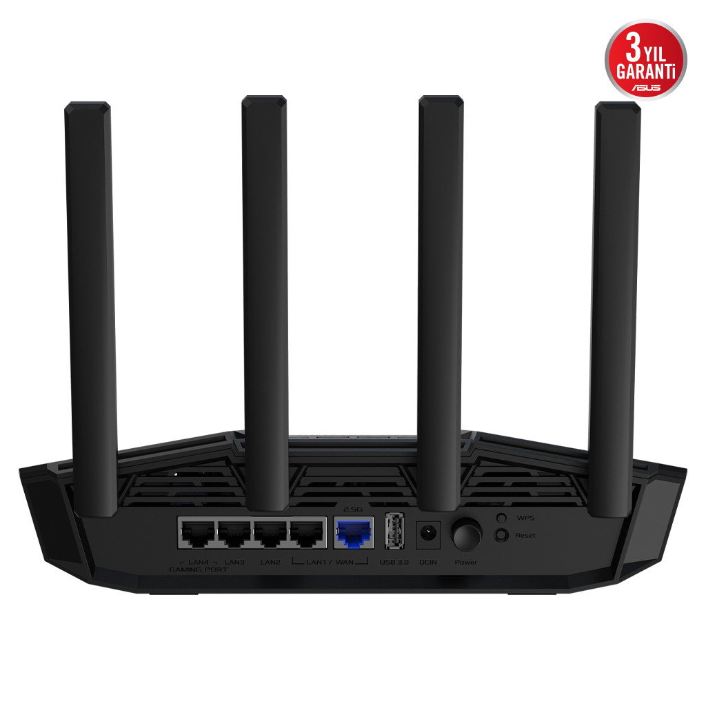 ASUS TUF-BE3600, BE3600, 4 Port, 3600Mbps, Dual Band, WİFİ 7, AiMesh, AiProtection Pro, GAMING Extendable Router