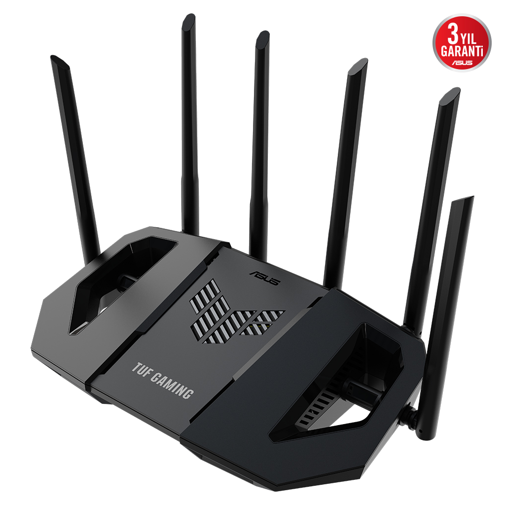 ASUS TUF-BE6500, BE6500, 3 Port, 6500Mbps, Dual Band, WİFİ 7, AiMesh, AiProtection Pro, GAMING Extendable Router