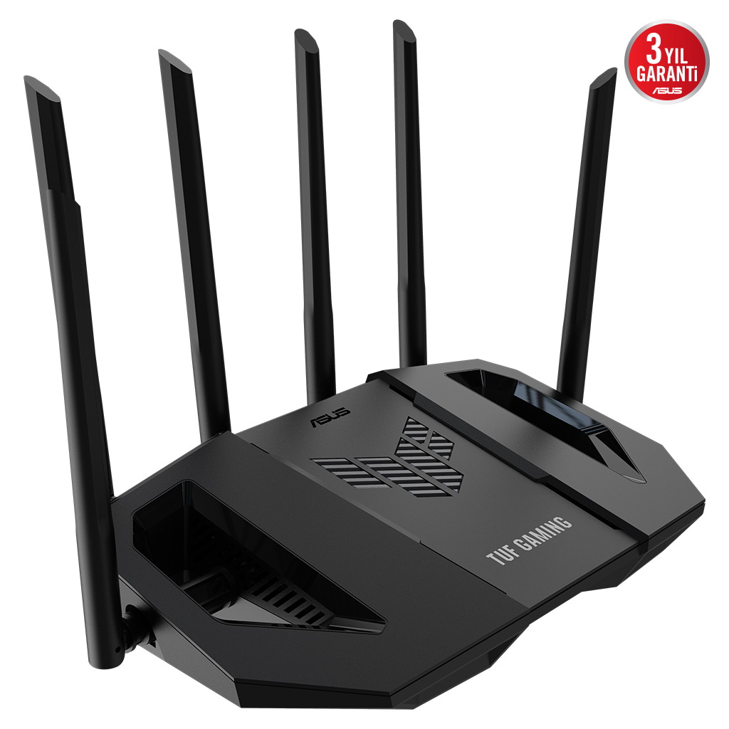 ASUS TUF-BE6500, BE6500, 3 Port, 6500Mbps, Dual Band, WİFİ 7, AiMesh, AiProtection Pro, GAMING Extendable Router