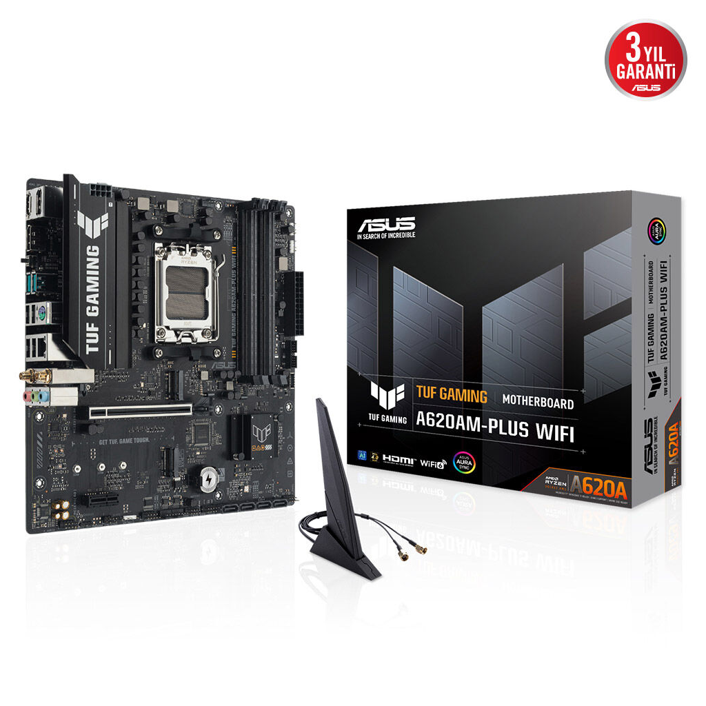 ASUS TUF GAMING A620AM-PLUS WIFI, 4xDDR5, 2x M.2, HDMI, 2xDP, Wi-Fi 6, Bluetooth v5.3, AM5 Soket GAMING Anakart