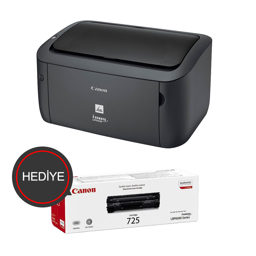 CANON i-SENSYS LBP6030B, Lazer Yazıcı (Siyah), Orjinal 1adet CRG725 Toner Hediyeli (Dakikada 18 Sayfa) ORİJİNAL TONERLİ, TÜRKİYE Distibütör GARANTİLİ