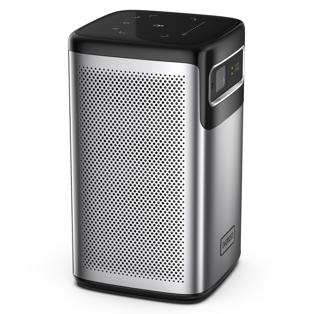 EVEREST PJ-DLP21, Gri, 5400 Lümen, 4K Destekli, 1xType-C, 1xHDMI, 1xUSB, WiFi, Bluetooth, 30.000 Saat Led Ömrü, 2x5W Speaker, 8000mAh Batarya, Taşınabilir, Android 9.0, 4K Projeksiyon Cihazı