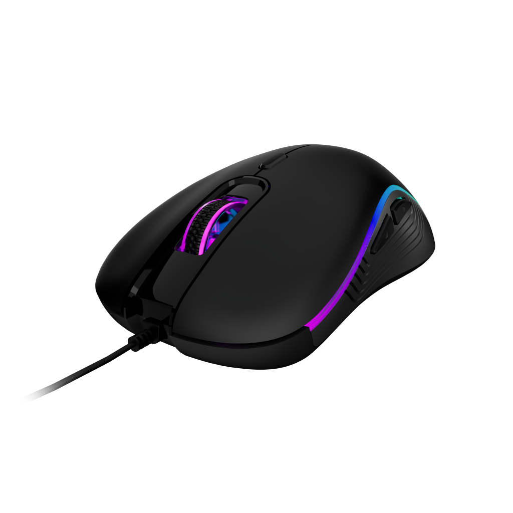 GAMDIAS AURA GS3, Çok Renkli Aydınlatma,  USB Kablolu, 6 Programlanabilir Buton, Gaming Mouse, 3.600 DPI, Siyah