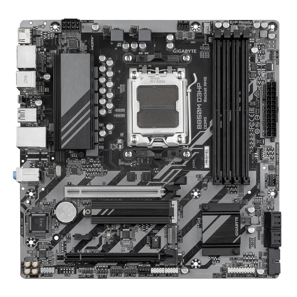 GIGABYTE B850M D3HP, 4xDDR5, 2xM.2, 2xDP, HDMI, Type-C, AM5 Soket GAMING Anakart