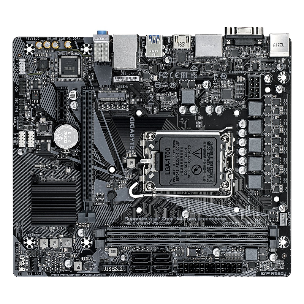 GIGABYTE H610M S2H V3, DDR4, rev1.0, 2xDDR4, M.2, D-SUB, HDMI, DP, 12-13.14.Nesil, LGA1700 Soket, Anakart