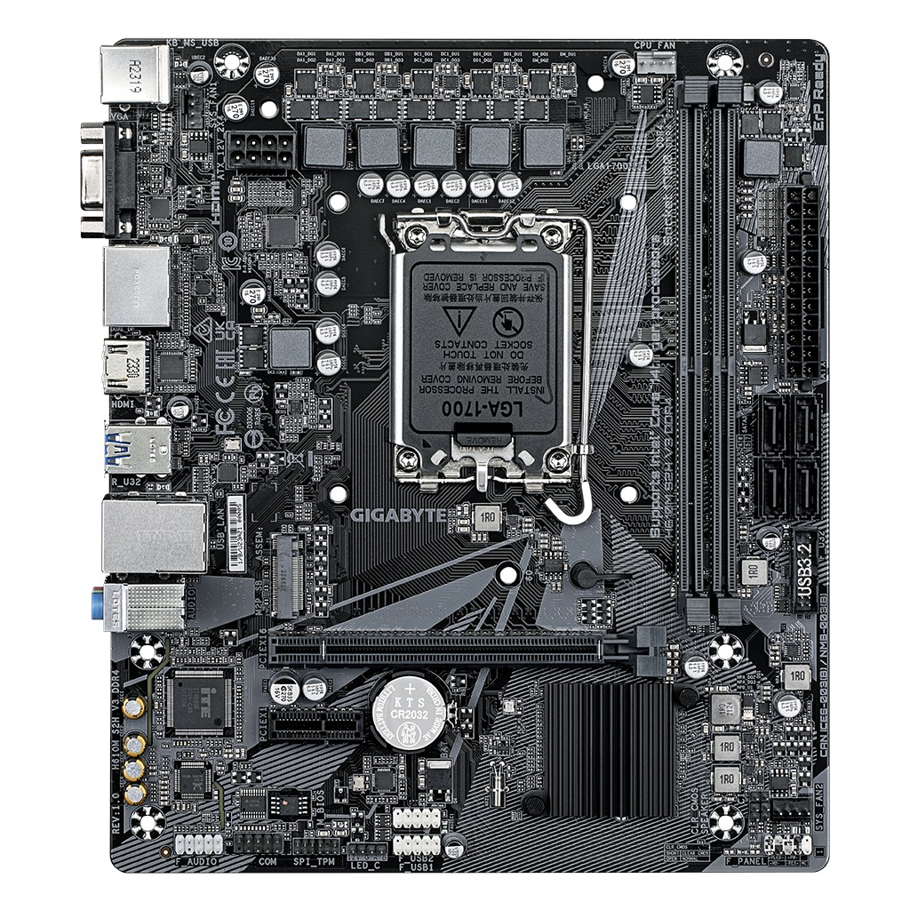 GIGABYTE H610M S2H V3, DDR4, rev1.0, 2xDDR4, M.2, D-SUB, HDMI, DP, 12-13.14.Nesil, LGA1700 Soket, Anakart