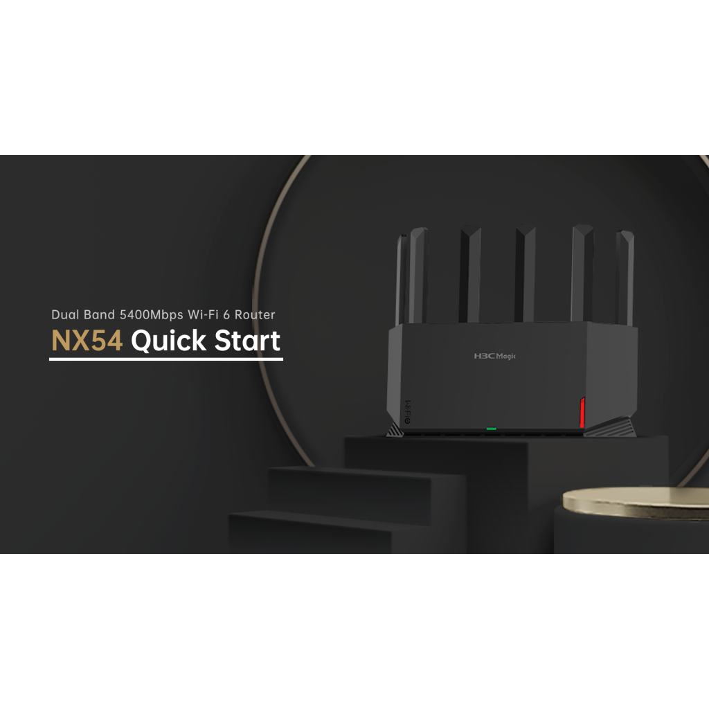 H3C Magic NX54, Dual Band, WiFi 6, 5400Mbps, 4Port GigaBit, 6ad Anten, Masaüstü, Router, Access Point