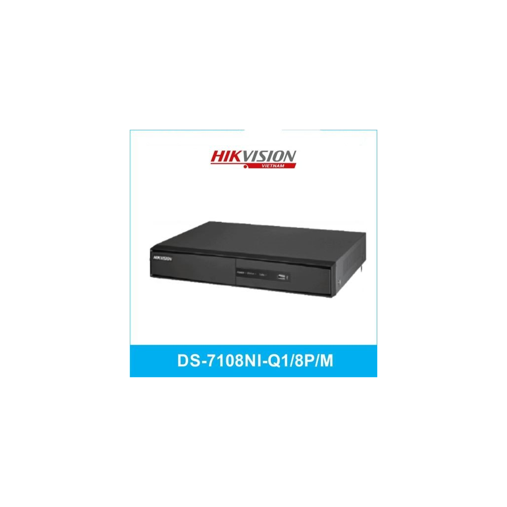 HIKVISION DS-7108NI-Q1/8P/M, 8Kanal PoE, 4Mpix, H265+, 1 HDD Desteği, 1520P Kayıt, 60Mbps Bant Genişliği, Metal Kasa, NVR