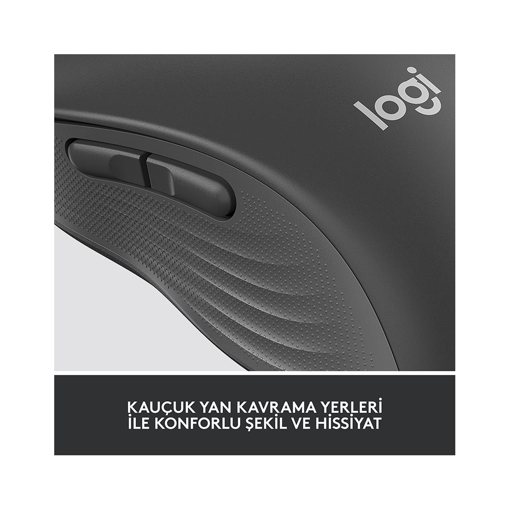 LOGITECH 910-006236, M650L Signature, Siyah, Sağ El, USB Nano 2,4G Kablosuz,4000dpi, Optik, 5 Tuşlu, 24ay Pil Ömrü, Sessiz Mouse