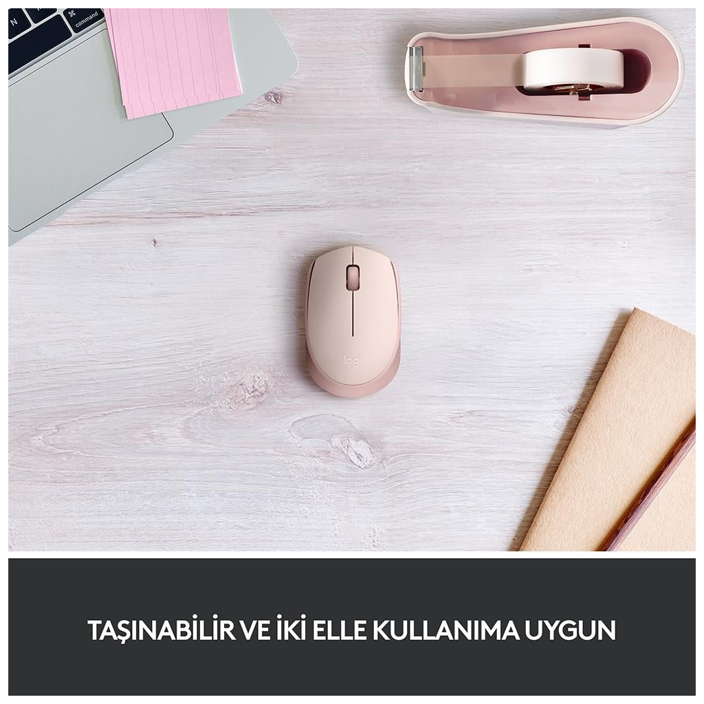 LOGITECH 910-006865, M171 Rose, USB Nano 2,4G Kablosuz, 1000dpi, Optik, 3 Tuşlu, 12ay Pil Ömrü, Mouse
