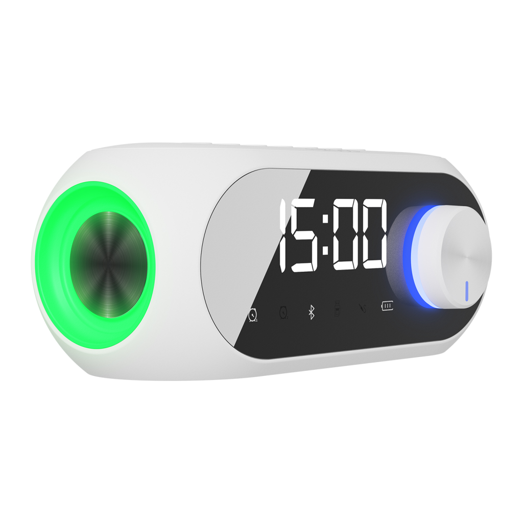 MIKADO MD-W7, Beyaz, 5W, FM Radyo, USB, AUX, Bluetooth, Kablosuz, Taşınabilir, 1200mAh Batarya, Alarmlı Saat, Derece ve Speaker