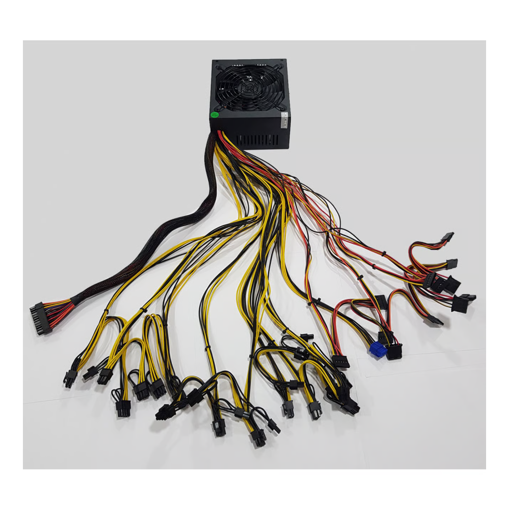 OLKO 2200, 2200W, 14cm Fan, 16xPCI-E 6+2Pin, 1x20+4Pin, 8xSata, ATX, Power Supply (PSU)