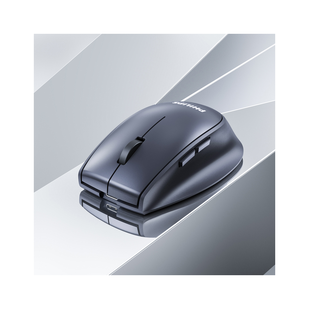 PHILIPS SPK7627K, Gri, USB Nano 2,4Gh ve Bluetooth Kablosuz, 1600dpi, Optic, 5 Tuşlu, Şarj Edilebilir, Sessiz Click, Mouse