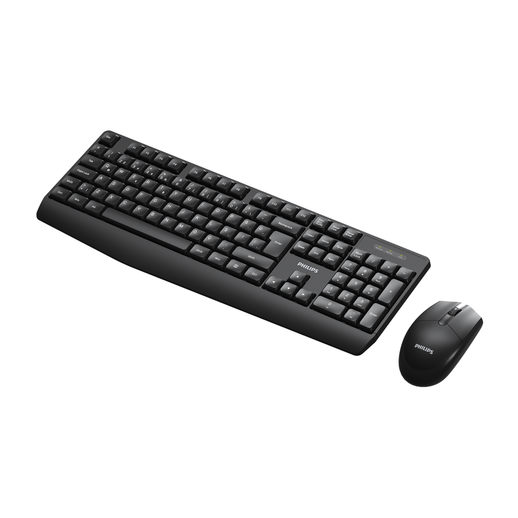 PHILIPS SPT6337B, Siyah, Türkçe Q, 2.4Ghz Kablosuz, Klavye Mouse Set