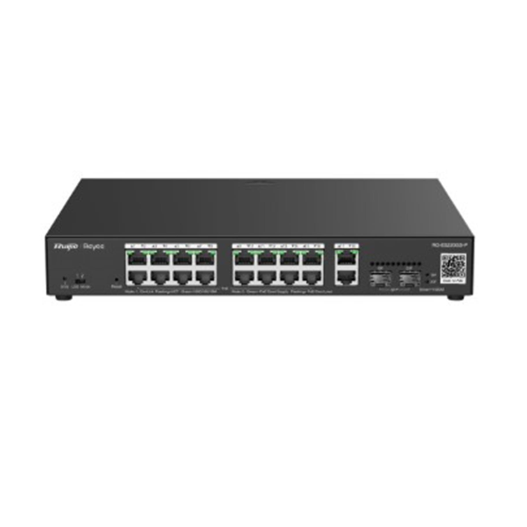 RUIJIE REYEE RG-ES220GS-LP 20Port, 16 Port Gigabit PoE, 130W, 2 Port Gigabit Uplink, 2 Port SFP,  Colud Yönetilebilir Switch  Metal Kasa