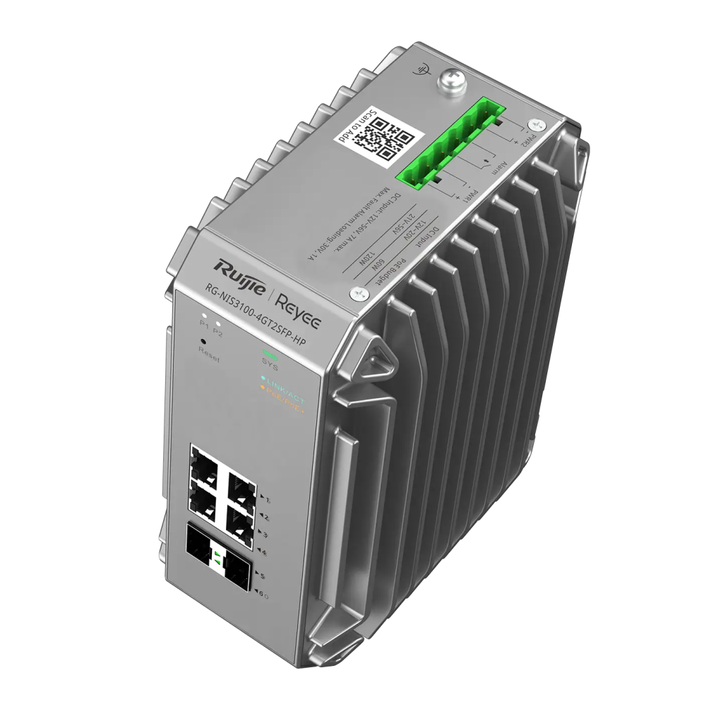 RUIJIE REYEE RG-NIS3100-4GT2SFP-HP  4 Port  GigaBit PoE, 120W,  2Port SFP, Endüstriyel Switch