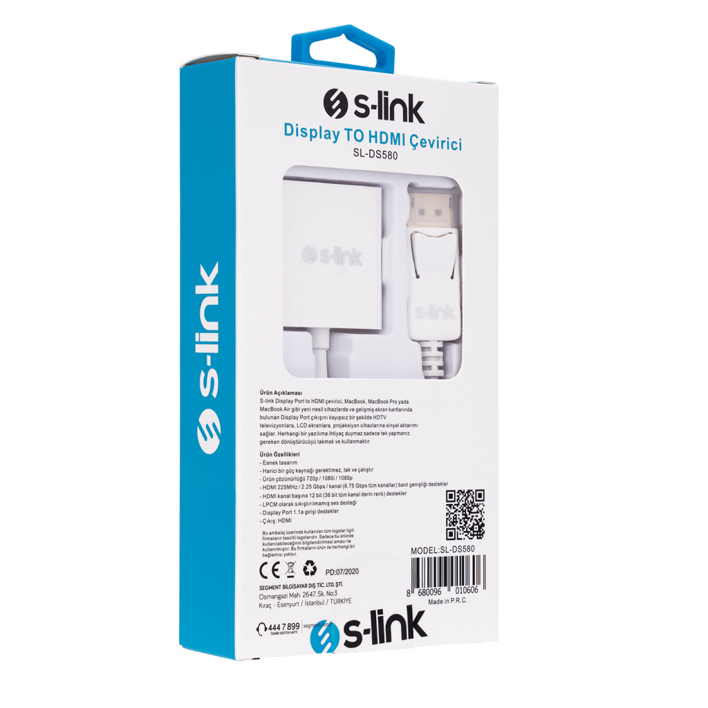 S-LINK SL-DS580, Display Port (DP) To HDMI Çevirici Adaptör (10cm)