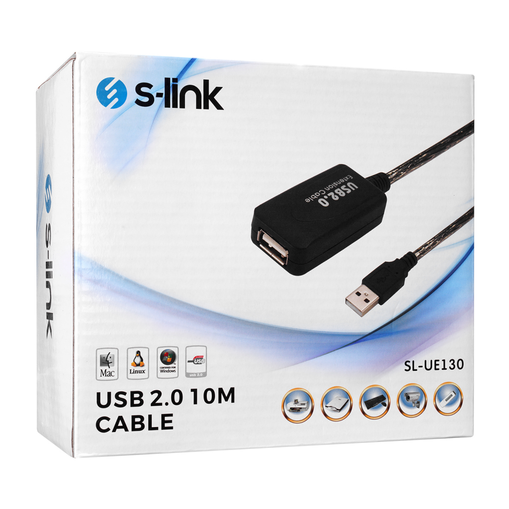 S-LINK SL-UE130, Güçlendirilmiş USB Uzatma Kablosu 10 Metre