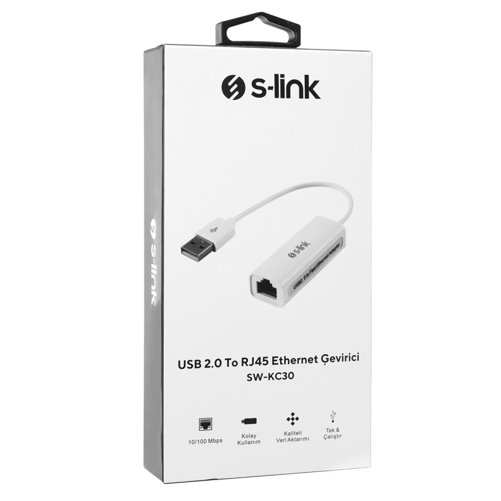 S-LINK SW-KC30, USB2.0 To RJ45, Ethernet Kartı