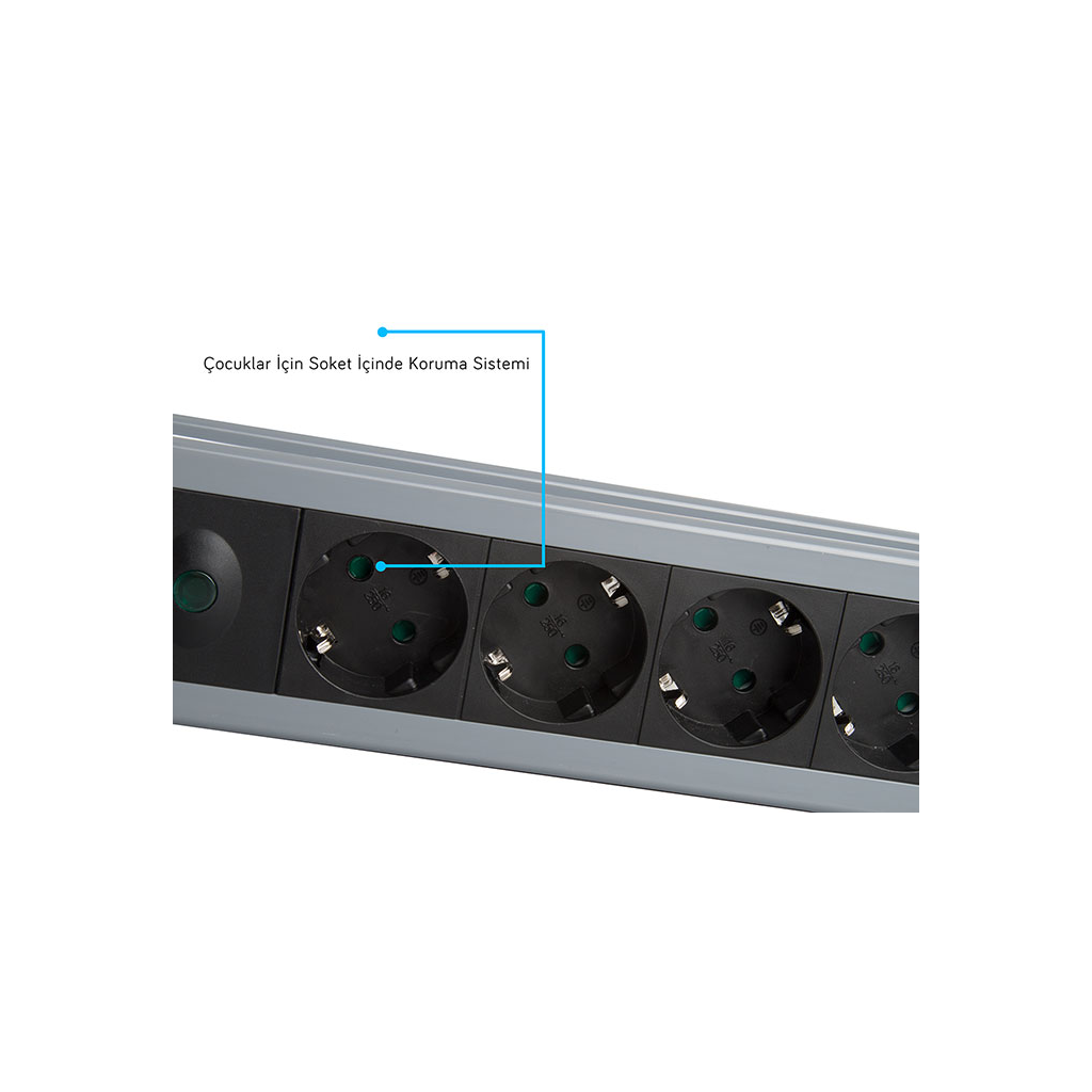 S-LINK Swapp SPGKS05, 5 Soket, Akım Korumalı Priz, 1.5Mt Kablo, 900 Joule (Gri) %100 Bakır