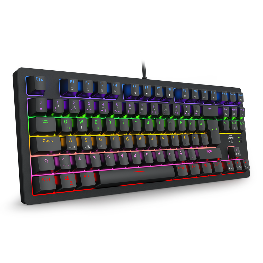 T-DAGGER BALI, T-TGK311-BL, USB Kablolu, Türkçe Q,  Rainbow Backlight, Blue Mekanik Switch, 87 Tuşlu, Gaming Klavye