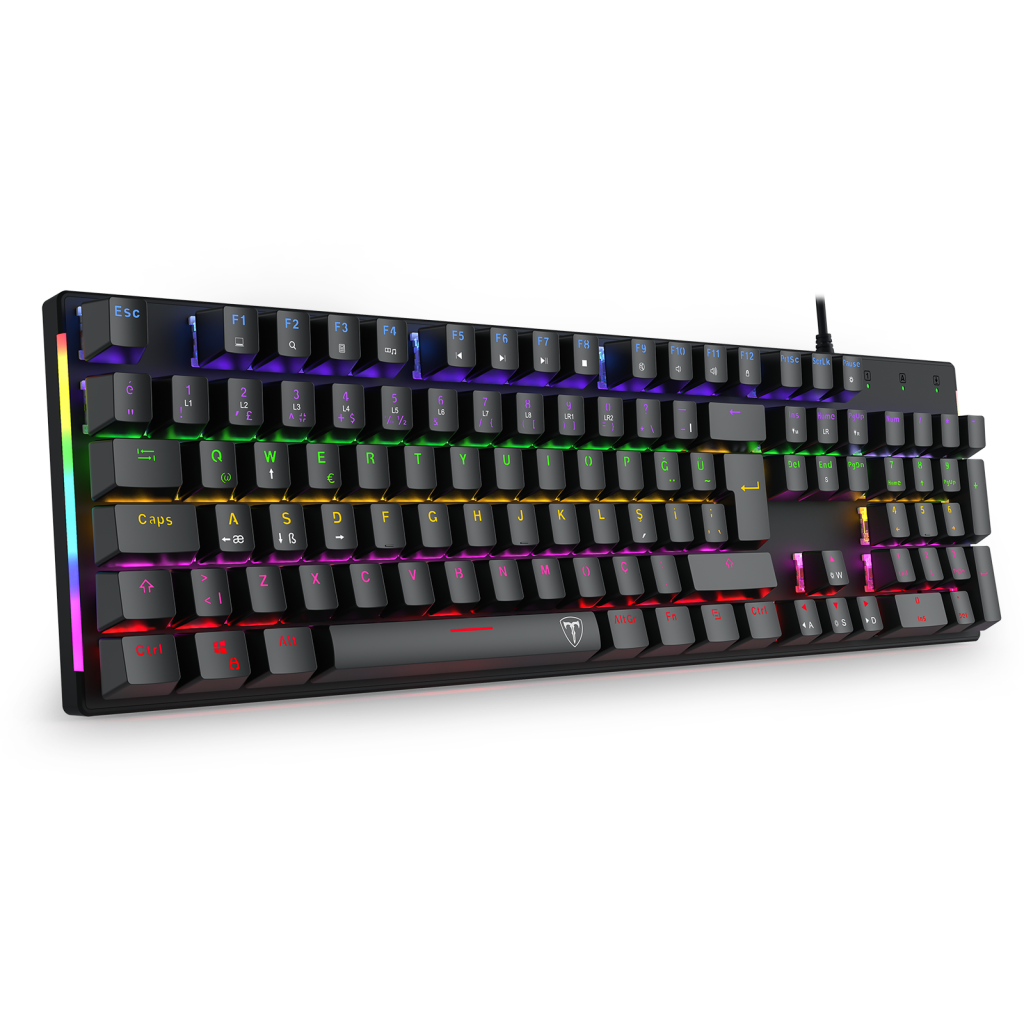 T-DAGGER NAXOS, T-TGK310-BL, USB Kablolu, Türkçe Q, Rainbow Backlight, Blue Mekanik Switch, 104 Tuşlu, Gaming Klavye
