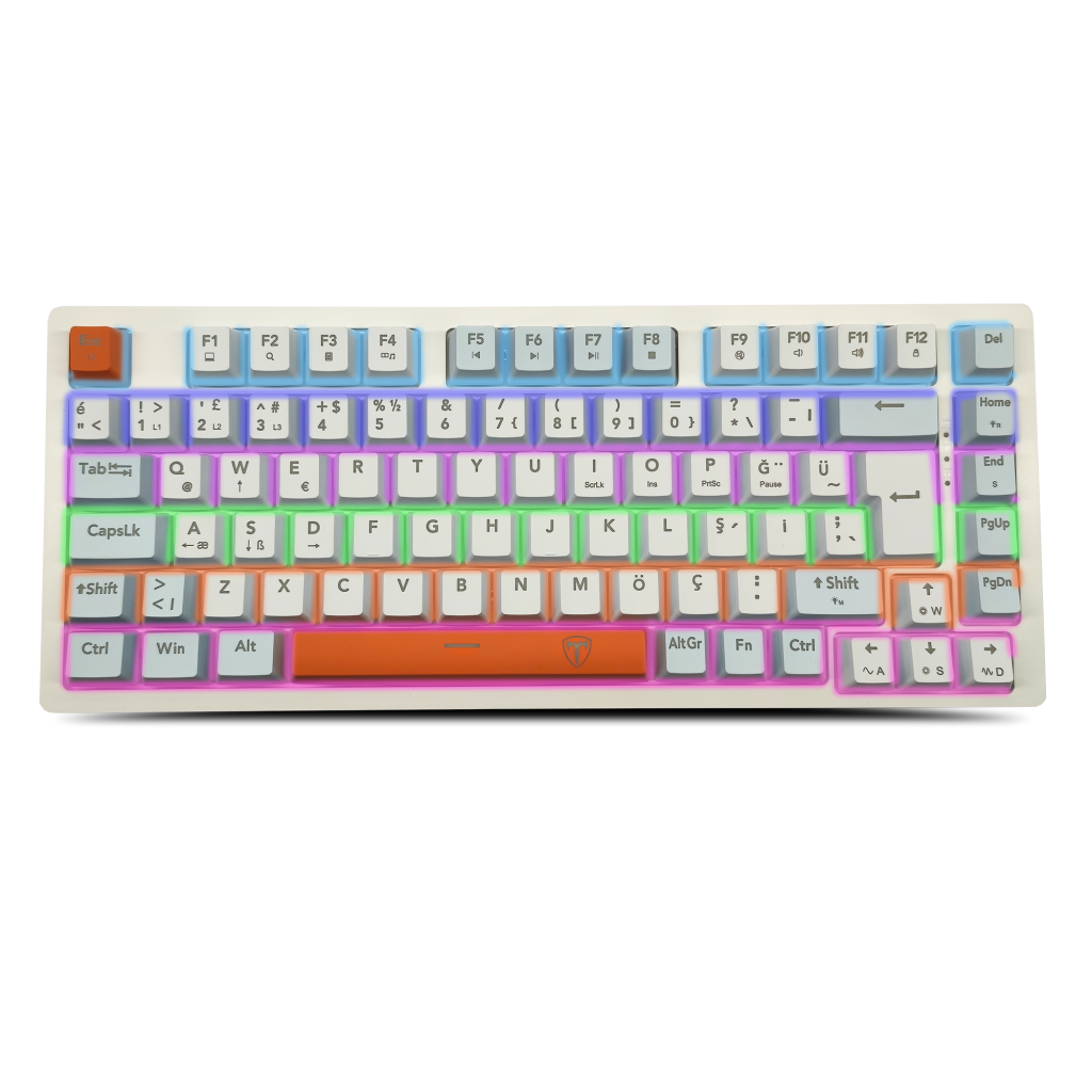 T-DAGGER T-TGK326WBO, MEGATRE, USB Kablolu, Türkçe Q,  Rainbow Backlight, Red Mekanik Switch, 82 Tuşlu, Gaming Klavye