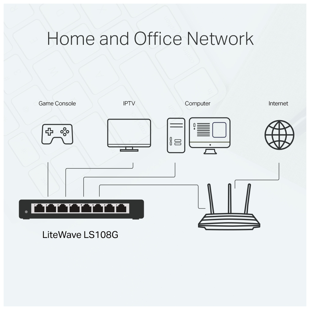 TP-LINK LS108G, Green Tech, 8 Port GigaBit, Yönetilemez, Metal Kasa, Masaüstü Switch