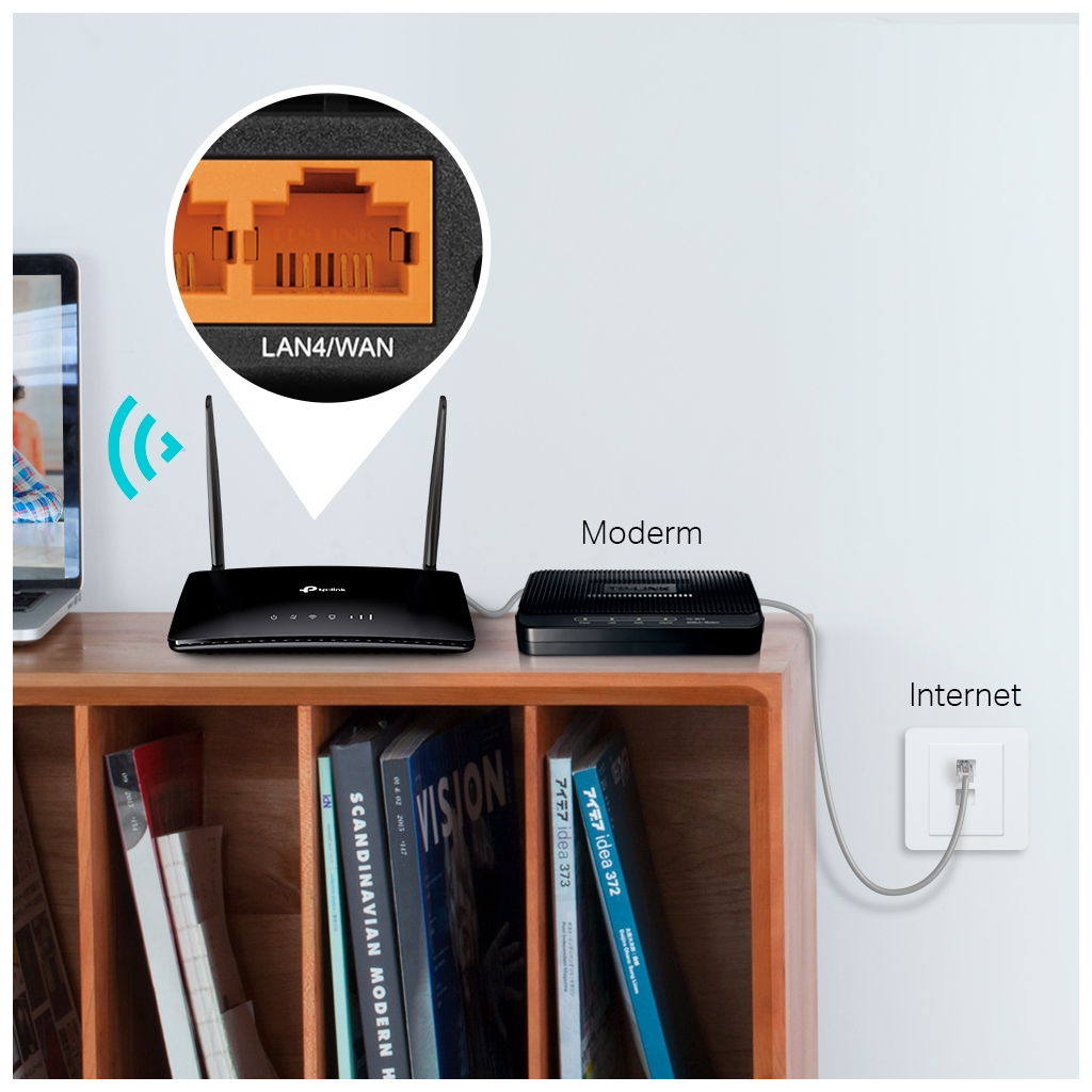 TP-LINK TL-MR6400, 4Port, 300Mbps, 2,4Ghz Wifi, Masaüstü, LTE, Micro Sim Kart Takılabilir 3G-4G Destekli Router