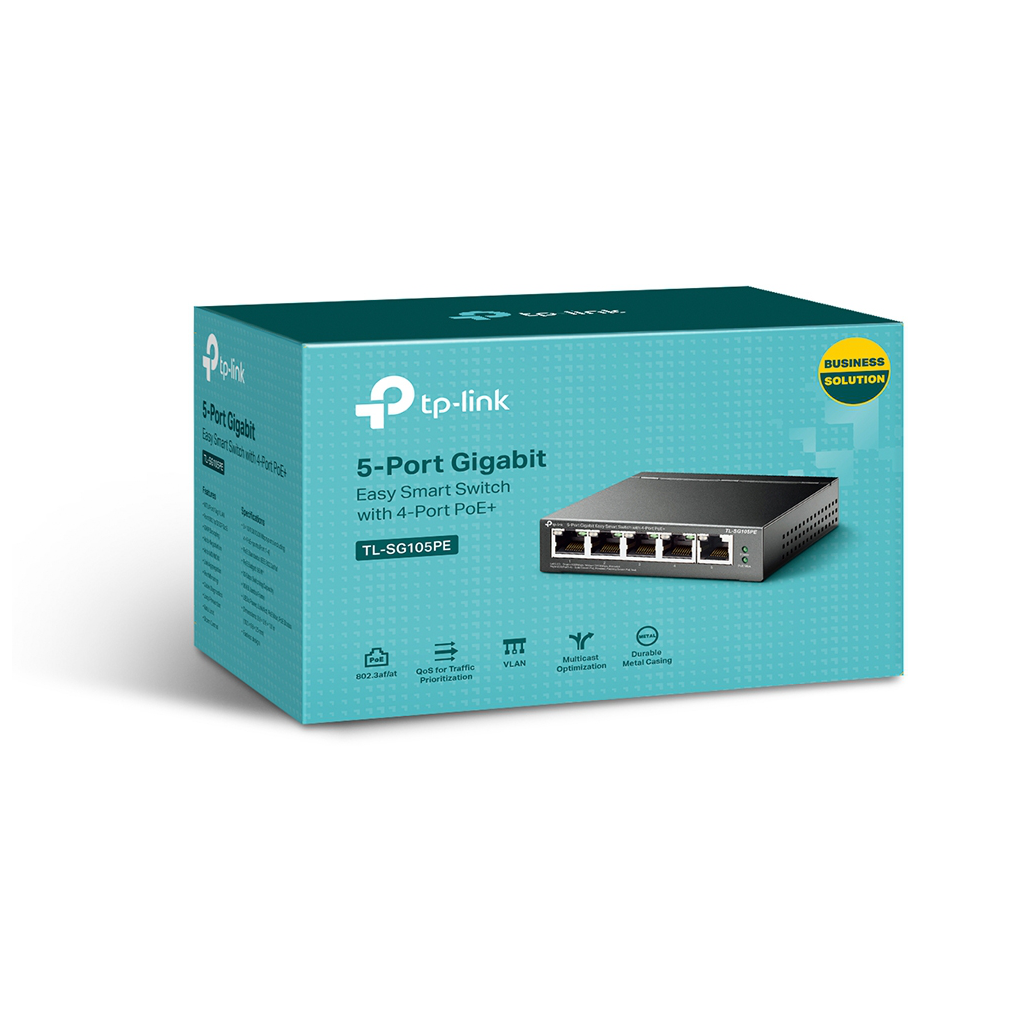 TP-LINK TL-SG105PE, 5 Port, GigaBit, 4 Port Poe, 65W, Easy Smart, Yönetilebilir, Metal Kasa, Masaüstü Switch