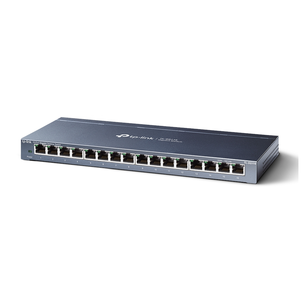 TP-LINK TL-SG116(UN) V2, 16 Port, GigaBit, Metal Kasa, Masaüstü Switch