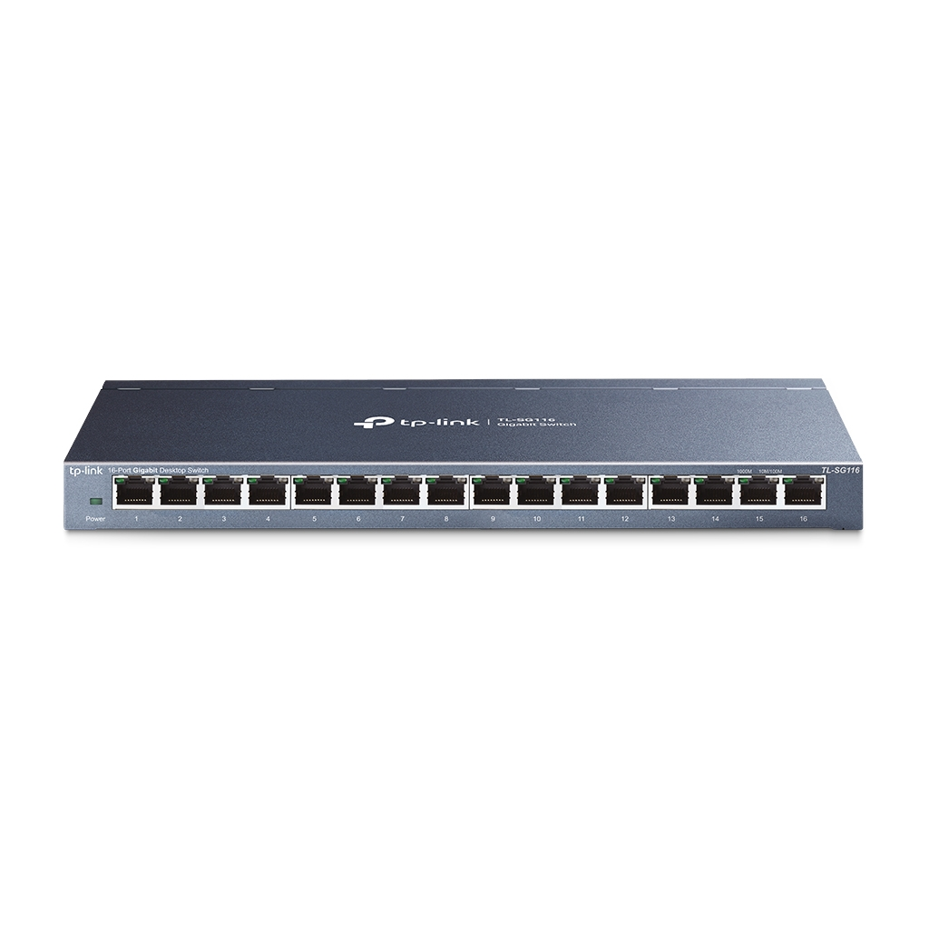 TP-LINK TL-SG116(UN) V2, 16 Port, GigaBit, Metal Kasa, Masaüstü Switch