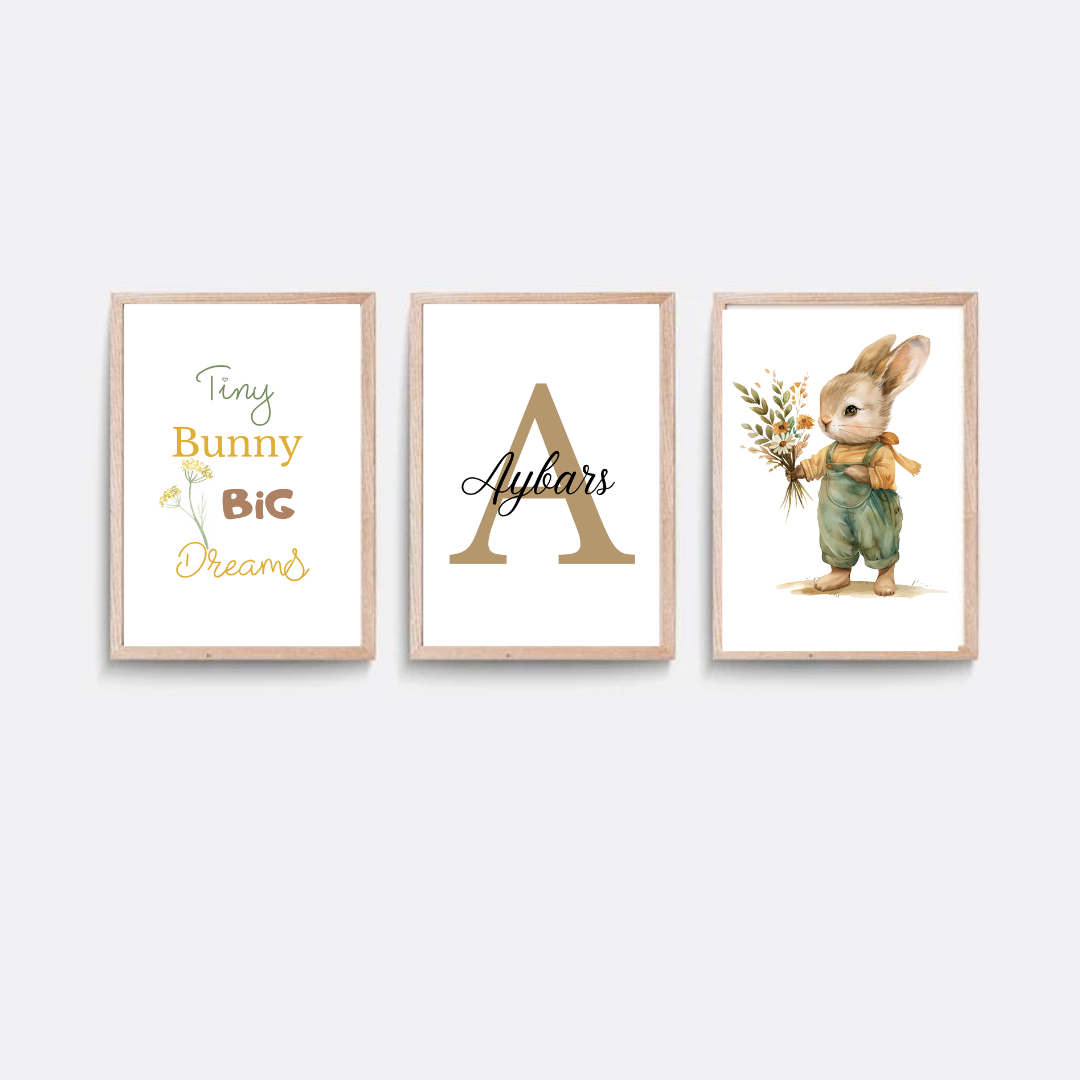 30X40 3LÜ AHŞAP ÇERÇEVE TINY BUNNY ERKEK