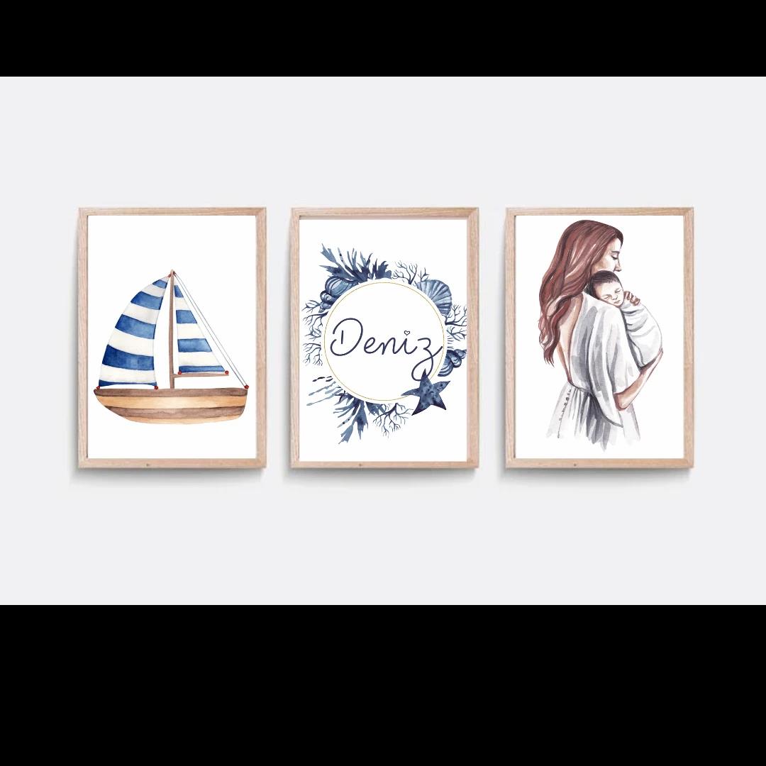 30x40 3LÜ AHŞAP TABLO SET