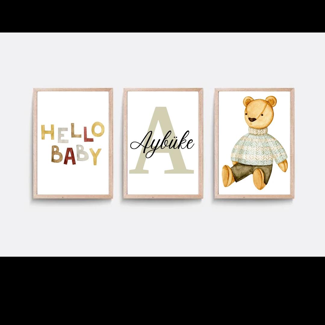 30x40 3LÜ AHŞAP TABLO SET