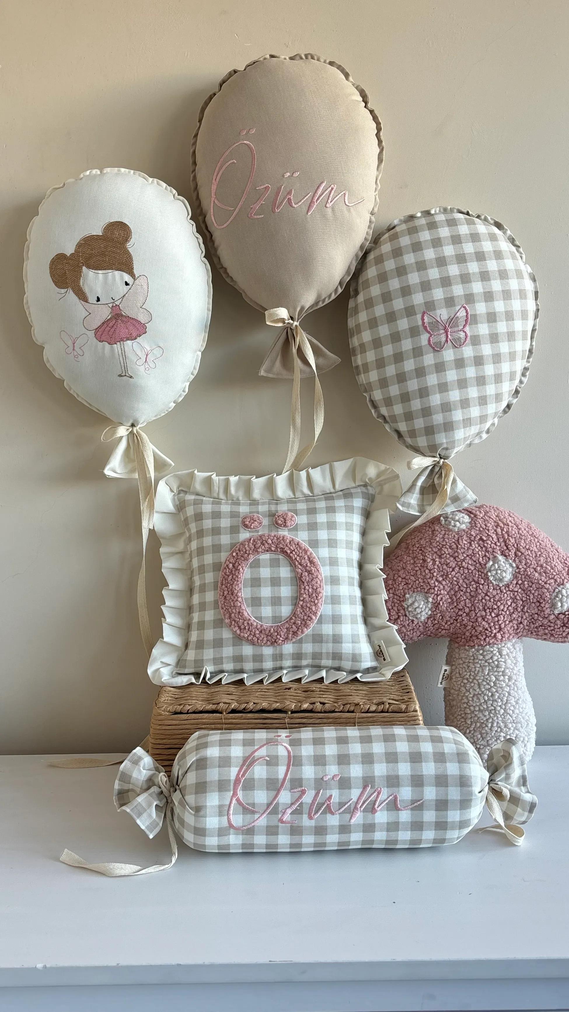 DEV SET - PEMBE HAYALLER - 3 BALON 2 YASTIK 1 MANTAR