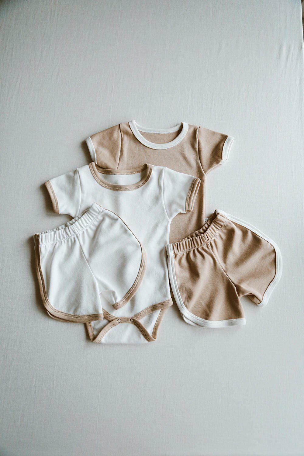 summer vibes | camel  çıtçıtlı body & şort takım bebek ve çocuk