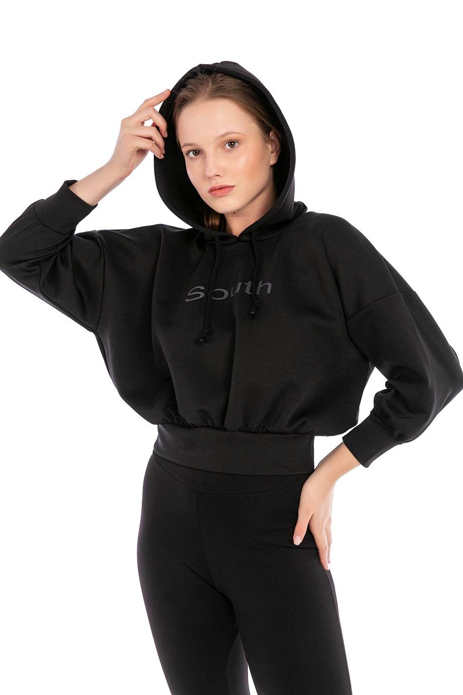 CAMENTA DALGIÇ KUMAŞ SOUTH BASKILI KAPŞONLU KADIN SWEATSHIRT