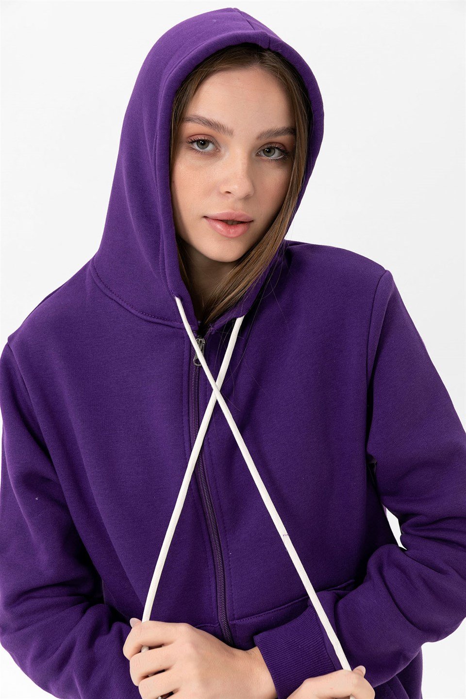 Camenta Fermuarlı Kapüşonlu Kadın Sweatshirt