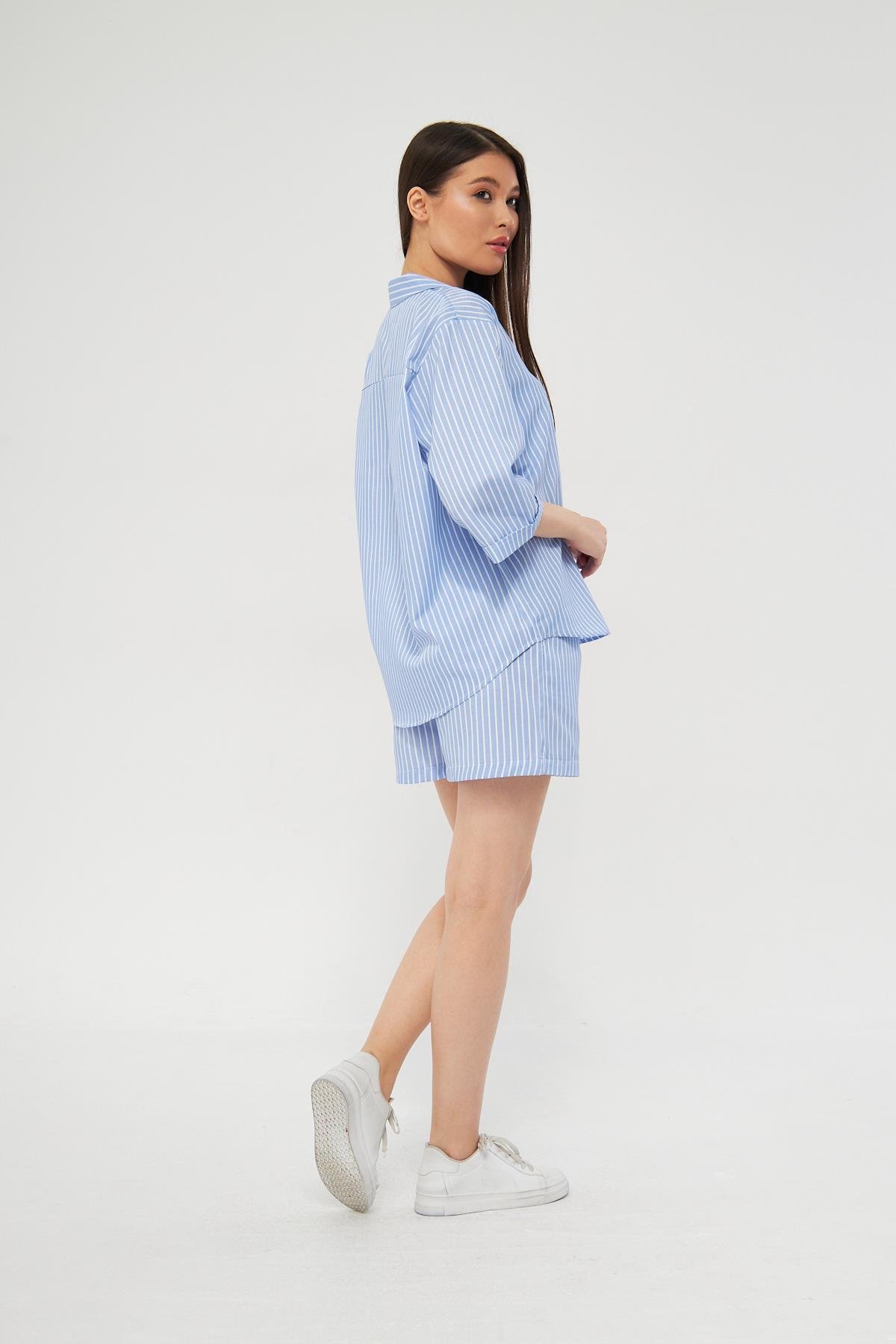 Camenta Kadın Çizgili Gömlek Şort Takım