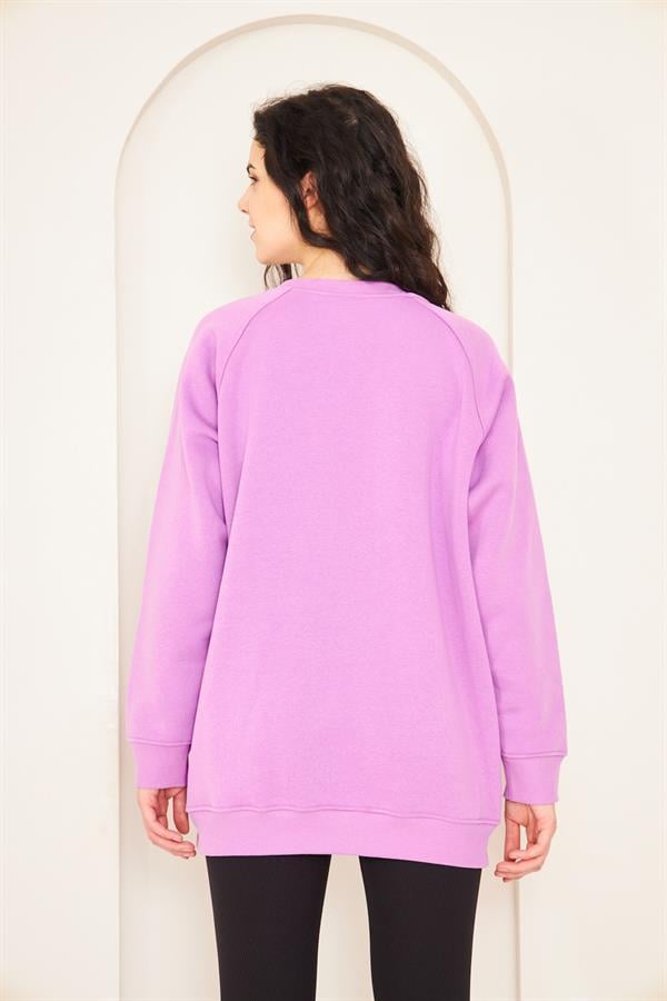 Camenta Mor Oversize Baskılı Kadın Sweatshirt